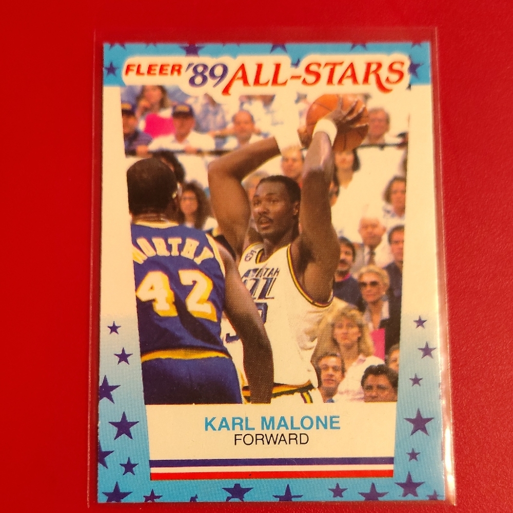 Karl Malone 1989-90 Fleer All-Stars Stickers #1 Utah Jazz Basketball Card